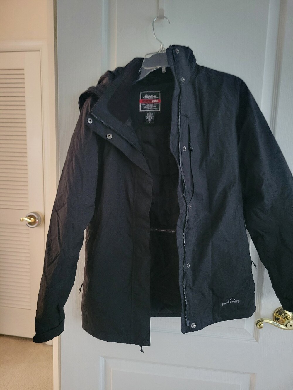 Eddie Bauer WeatherEdge Jacket Womens XS Black Hooded Winter Coat Insulated